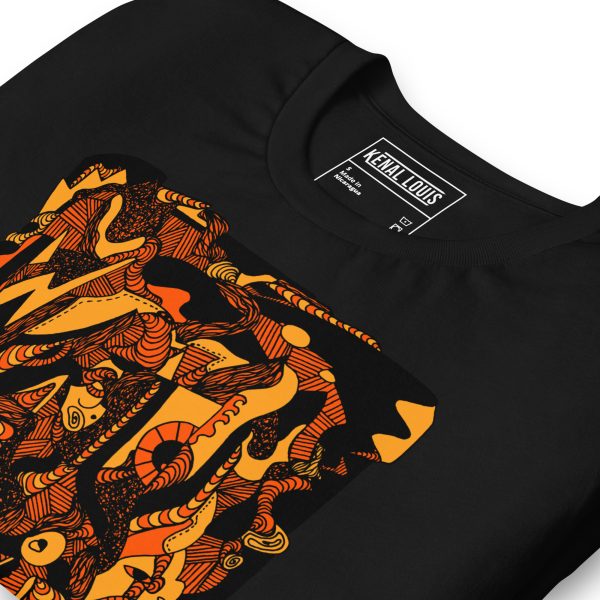 Orange and Black Abstract T-Shirt "Abstract Wave of Thoughts No. 4" | Abstract Art Tee - Image 4