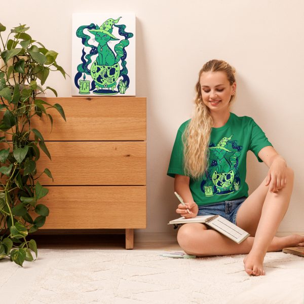 Green Cat Shirt “Magical Cat of Fortune” Cat T-Shirt Design - Image 4