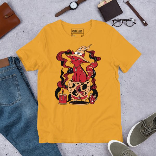 Red Cat Shirt “Magical Cat of Fortune” Cat T-Shirt Design - Image 7