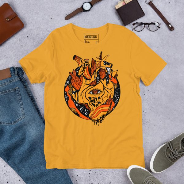 Black and Orange T-shirt "Cosmic Heart" Orange Shirt - Image 4