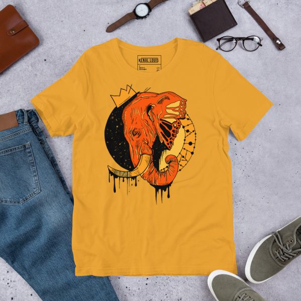 Black and Orange T-shirt "Royal Elephant" Orange Shirt - Image 4