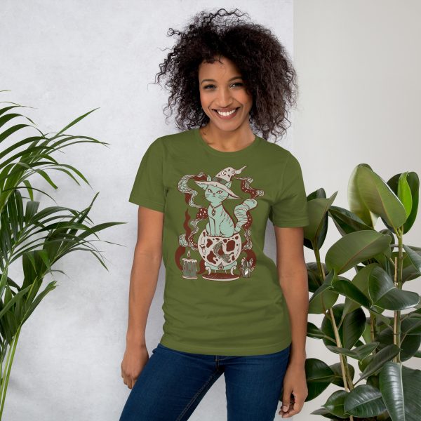 Sage Green Cat Shirt “Magical Cat of Fortune” Cat T-Shirt Design - Image 3
