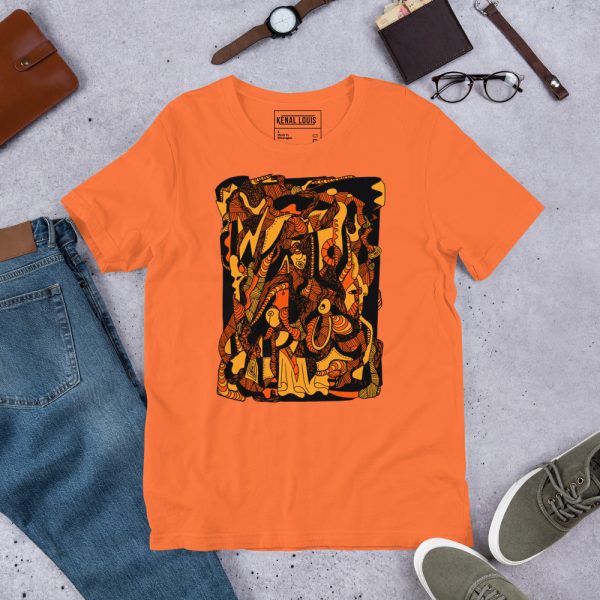 Orange and Black Abstract T-Shirt "Abstract Wave of Thoughts No. 4" | Abstract Art Tee - Image 6