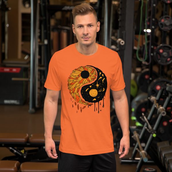 Yin Yang T-Shirt Orange and Black | Fall Graphic Tee, Circle T-shirts - Image 4