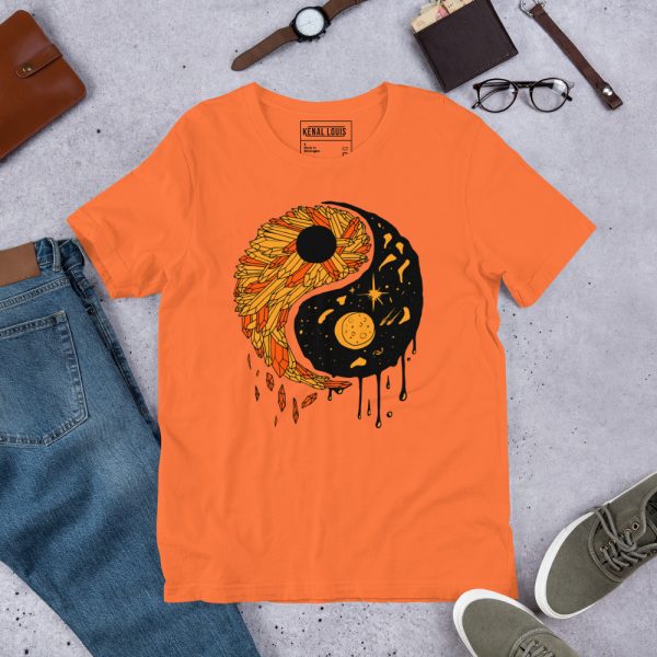 Yin Yang T-Shirt Orange and Black | Fall Graphic Tee, Circle T-shirts - Image 8