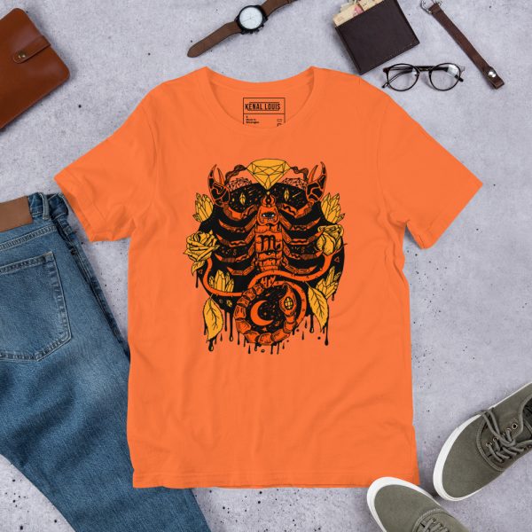 Black and Orange T-shirt "Mystic Scorpio Zodiac" Orange Shirt - Image 3