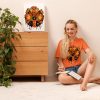 Black and Orange T-shirt "Mystic Gemini Zodiac" Orange Shirt - Image 2