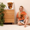 Black and Orange T-shirt "Wide Owl and Ageless Skull" Orange Shirt - Image 2