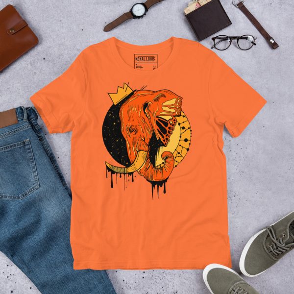 Black and Orange T-shirt "Royal Elephant" Orange Shirt - Image 3