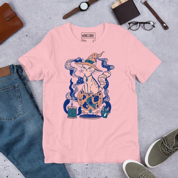 Pink Cat Shirt “Magical Cat of Fortune” Cat T-Shirt Design - Image 7