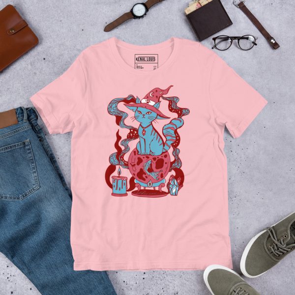 Pastel Blue Cat Shirt “Magical Cat of Fortune” Cat T-Shirt Design - Image 7