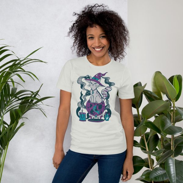 Grey Cat Shirt “Magical Cat of Fortune” Cat T-Shirt Design - Image 9