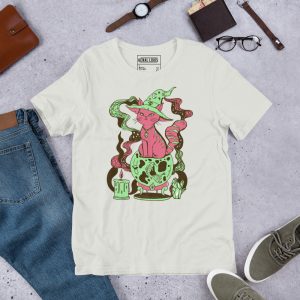 Pink Cat Shirt “Magical Cat of Fortune” Cat T-Shirt Design
