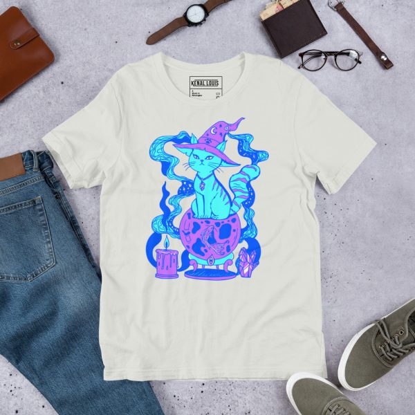 Blue Cat Shirt “Magical Cat of Fortune” Cat T-Shirt Design - Image 8