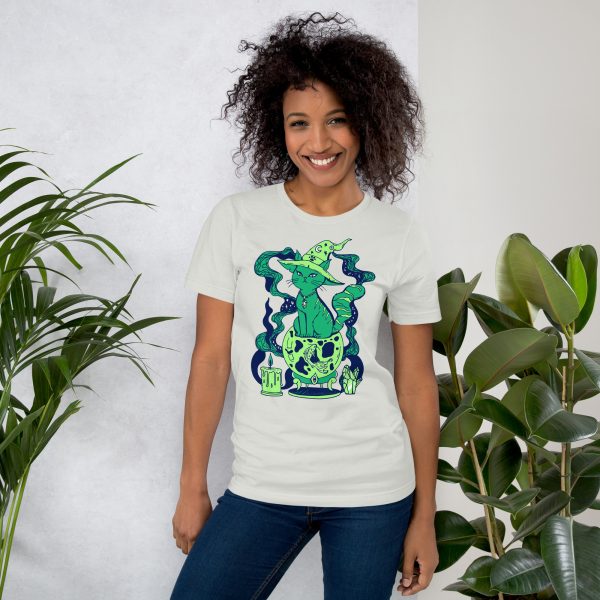 Green Cat Shirt “Magical Cat of Fortune” Cat T-Shirt Design - Image 5