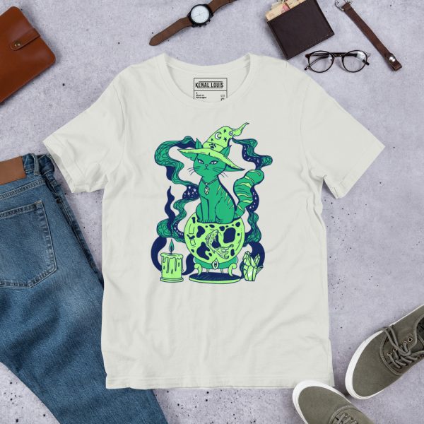Green Cat Shirt “Magical Cat of Fortune” Cat T-Shirt Design - Image 8