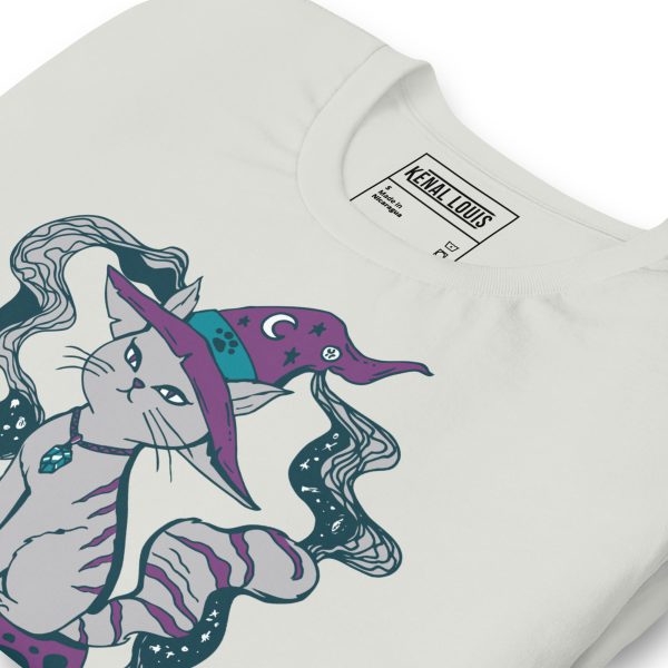 Grey Cat Shirt “Magical Cat of Fortune” Cat T-Shirt Design - Image 5
