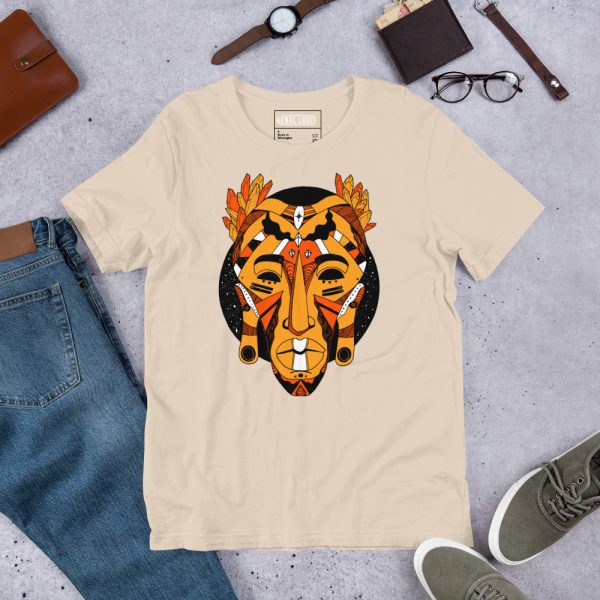 Black and Orange T-shirt "African Mask 1 of 100" Orange Shirt - Image 6