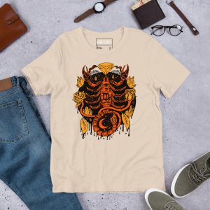Black and Orange T-shirt "Mystic Scorpio Zodiac" Orange Shirt