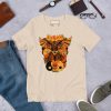 Black and Orange T-shirt "Wide Owl and Ageless Skull" Orange Shirt