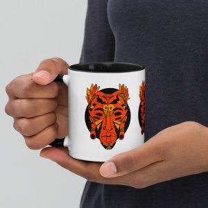Orange and Black African Mask Coffee Mug | Mask No.1 Drinkware | African Art Mug