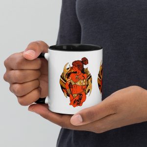 Female Warrior Scorpio Coffee Mug | Orange and Black Scorpio Mug | Zodiac Drinkware