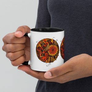 Mystical Skull Coffee Mug | Orange and Black Gothic Sacred Skull Mug | Drinkware