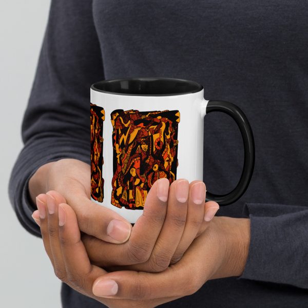"Abstract Wave of Thoughts No. 4" Coffee Mug | Orange and Black Abstract Art Mug | Fall Drinkware - Image 2