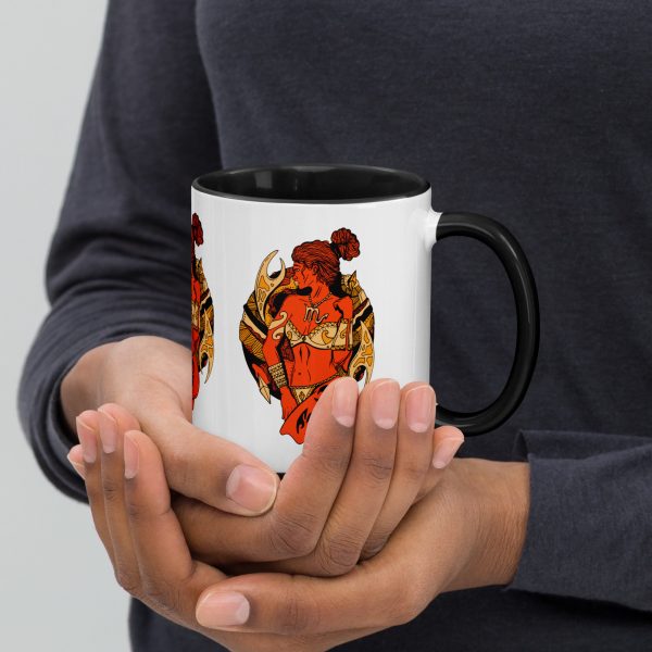 Female Warrior Scorpio Coffee Mug | Orange and Black Scorpio Mug | Zodiac Drinkware - Image 2
