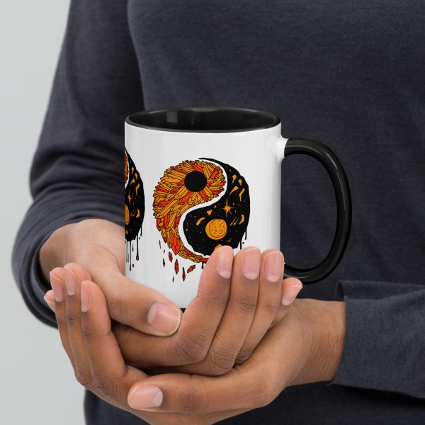 Yin Yang Coffee Mug | Orange and Black Balance Mug | Fall Drinkware - Image 2