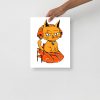 Black and orange wicked cat on a heart matte museum-quality art print