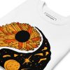 Orange and black yin yang sweatshirt with ribbed crew neck and long sleeves for fall streetwear