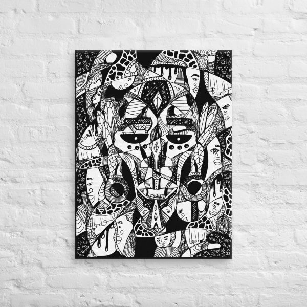 Afrocentric African mask canvas print depicting Atok and 12 tribe chiefs for wall decor