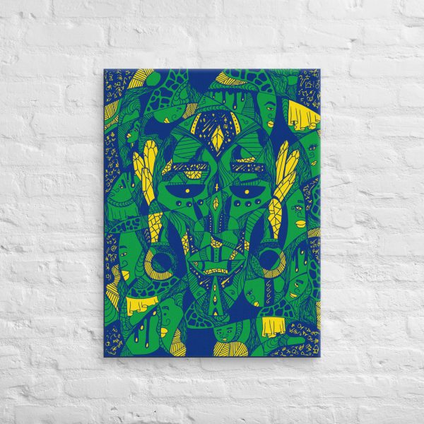 Brazil Afrocentric African mask canvas print depicting Atok and 12 tribe chiefs