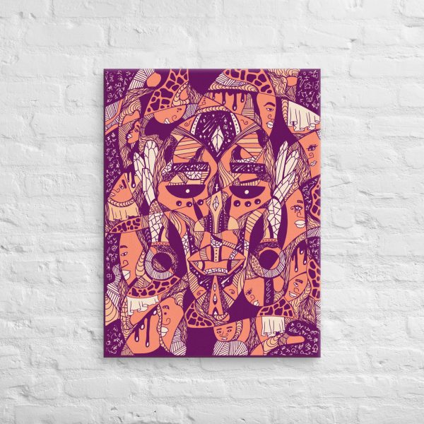 Afrocentric canvas print featuring Atok and 12 Tribe Chiefs African mask art