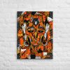 Black and Orange Afrocentric Art "Atok and 12 Tribe Chiefs" African Mask Art