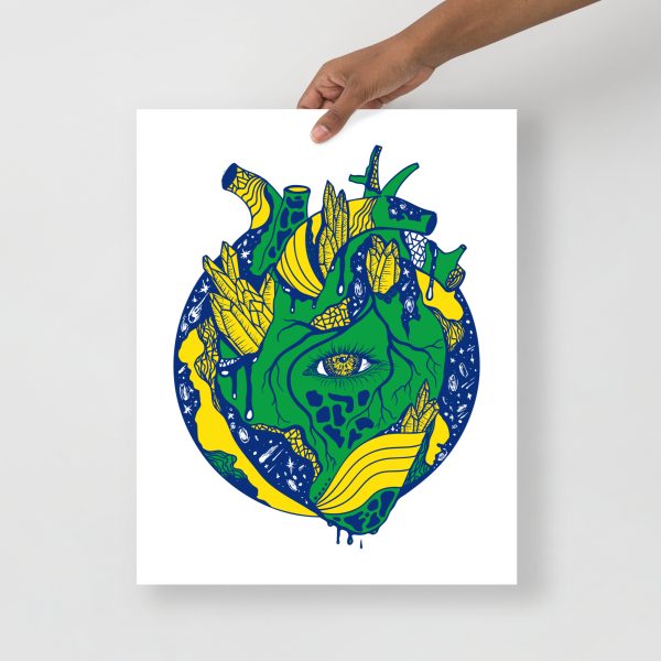 Cosmic Heart anatomical heart art print on matte museum-quality paper for wall decor
