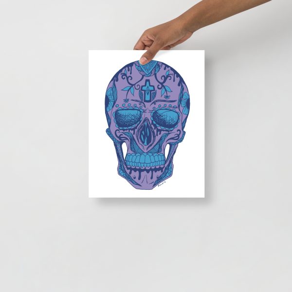 Mountain Blue Day of the Dead Skull Artwork "Los Muertos" Skull Drawing - Image 2