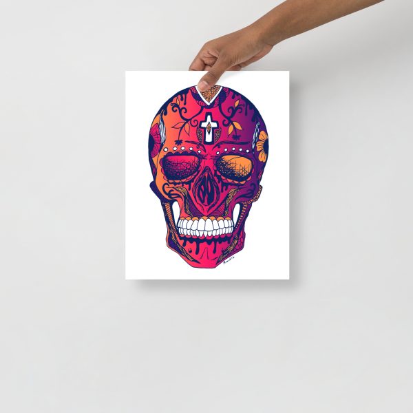 Sunset Day of the Dead Skull Artwork "Los Muertos" Skull Drawing - Image 2