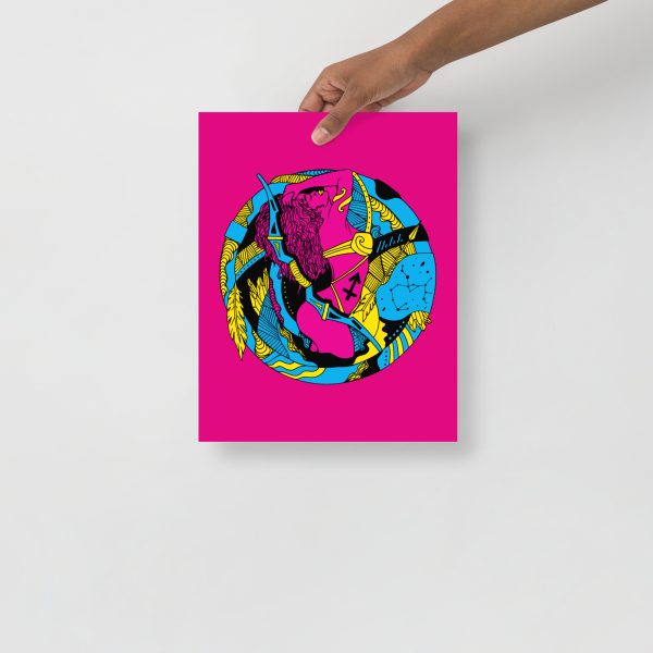 CMYK Pink Sagittarius Art “Sagittarius Beauty” Sagittarius Drawing - Image 2
