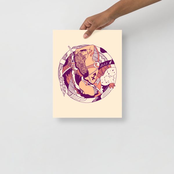 Peach Sagittarius Art “Sagittarius Beauty” Sagittarius Drawing - Image 2