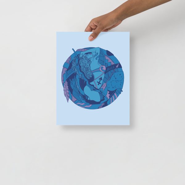 Mountain Blue Sagittarius Art “Sagittarius Beauty” Sagittarius Drawing - Image 2