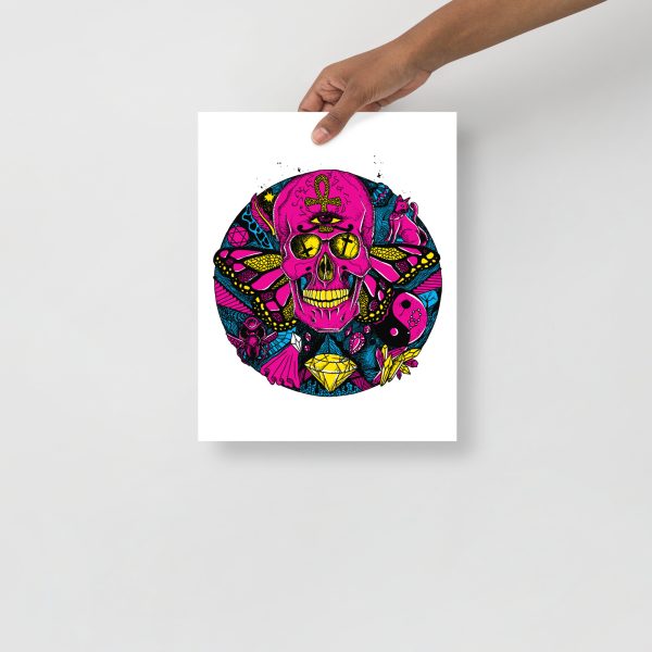 CMYK Pink Skull Artwork "Circle of Humanity" Skull Drawing - Image 2