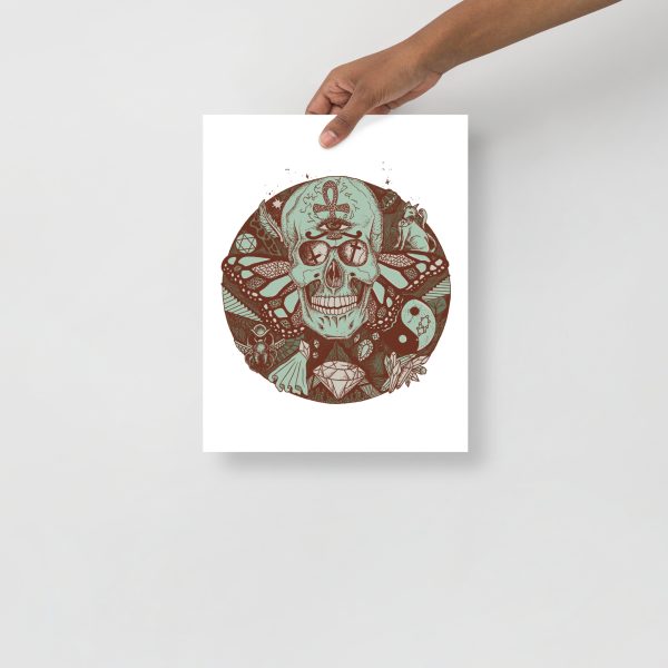 Sage Green Skull Artwork "Circle of Humanity" Skull Drawing - Image 2