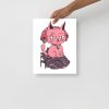Mauve Rose Cat Drawing “Wicked Cat on a Heart” Cat Art Print - Image 2