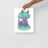 Purple Cat Drawing “Wicked Cat on a Heart” Cat Art Print - Image 2
