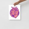Violet Heart Drawing “Cosmic Heart” Anatomical Heart Art Print - Image 2