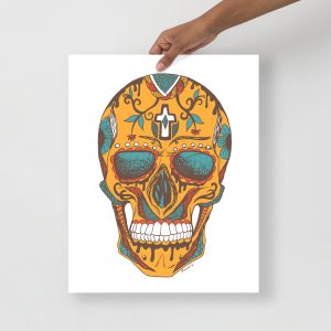 Cafe Day of the Dead Skull Artwork "Los Muertos" Skull Drawing