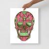 Pink and Green Day of the Dead Skull Artwork "Los Muertos" Skull Drawing