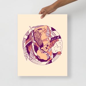 Peach Sagittarius Art “Sagittarius Beauty” Sagittarius Drawing